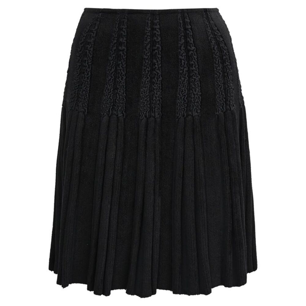 Alaïa Knitted Pleat Mini Skirt in Black Wool